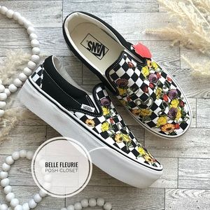New W/ Box Vans Classic Poppy Checkerboard Slip On Platform Shoes